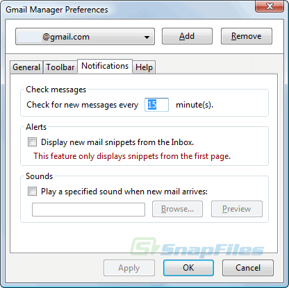 screenshot of Gmail Manager