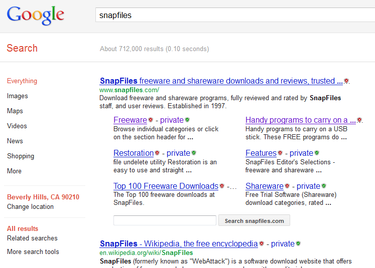 screenshot of Google Privacy