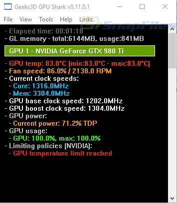 screen capture of GPU Shark