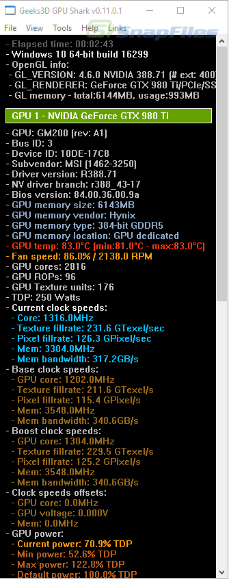 screenshot of GPU Shark