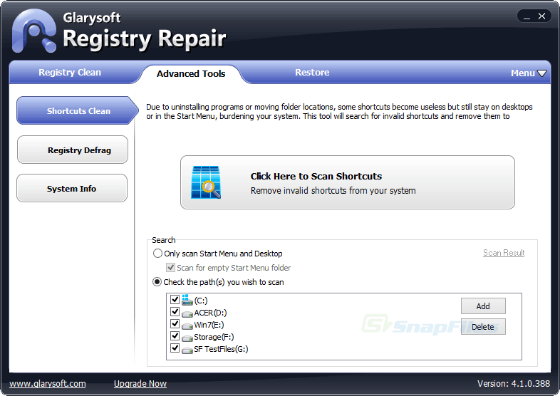 screenshot of Glary Registry Repair