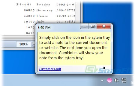 screen capture of GumNotes (Free version)