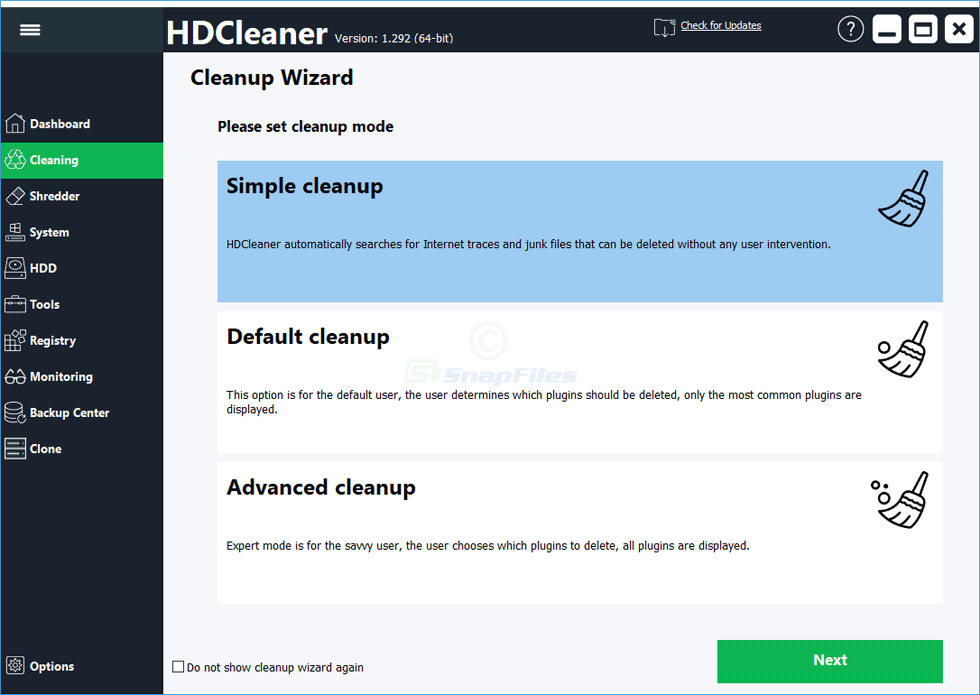 screenshot of HDCleaner