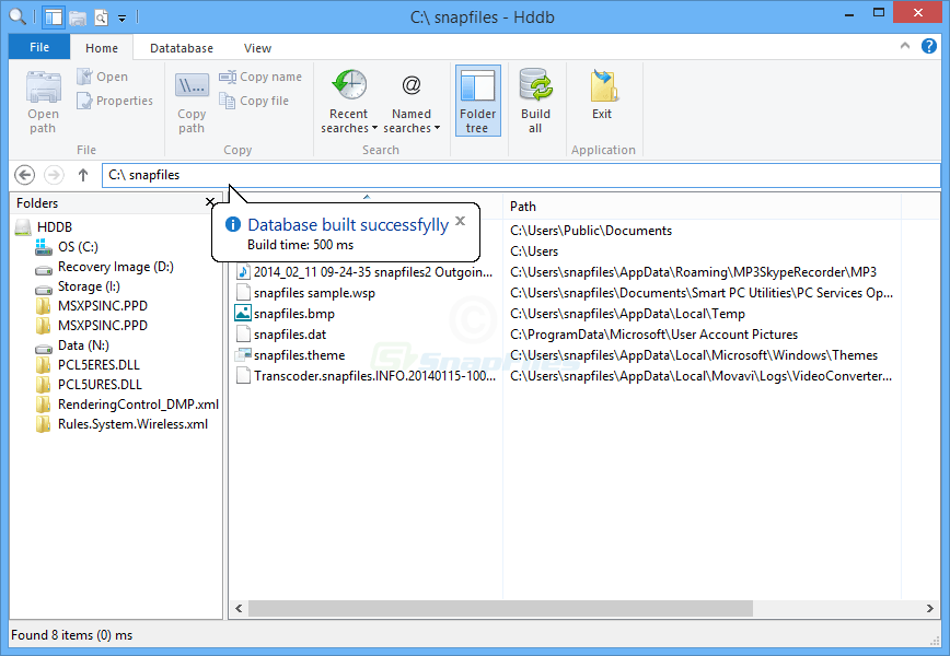 screenshot of Hddb File Search