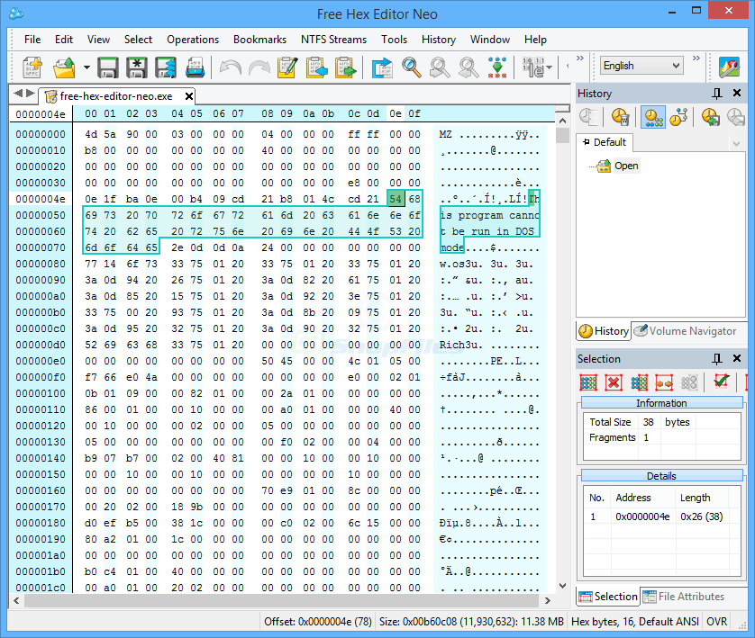 screen capture of Free Hex Editor Neo