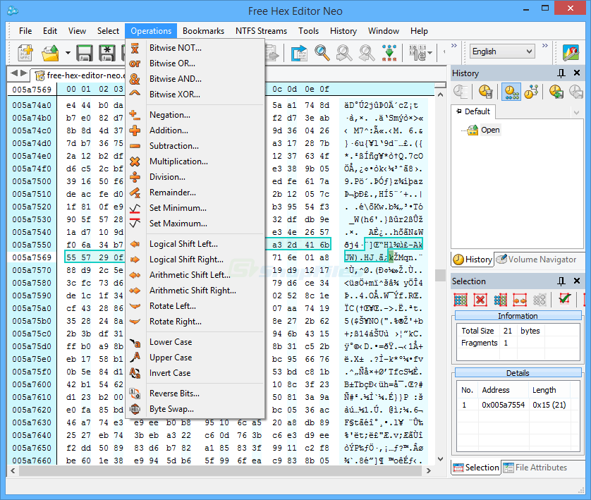 screenshot of Free Hex Editor Neo