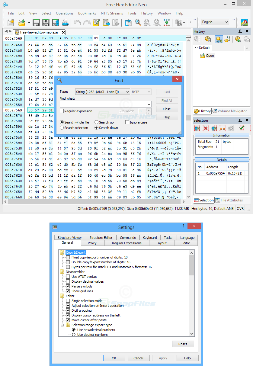 screenshot of Free Hex Editor Neo