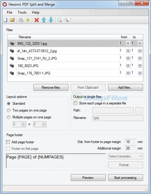 screenshot of Hexonic PDF Split and Merge
