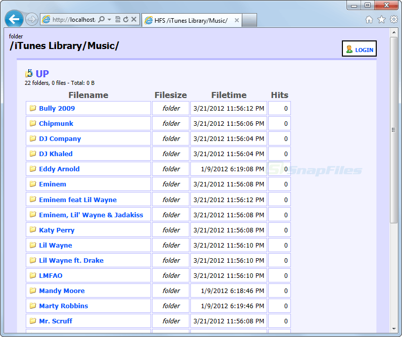 screenshot of HFS - HTTP File Server