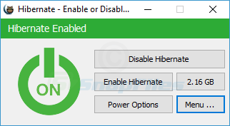 screen capture of Hibernate Enable or Disable
