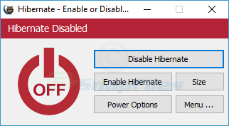 screenshot of Hibernate Enable or Disable