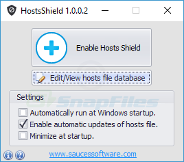 screen capture of HostsShield