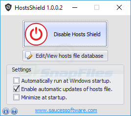 screenshot of HostsShield