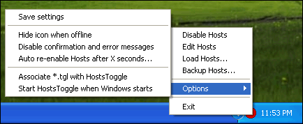 screen capture of Hosts Toggle