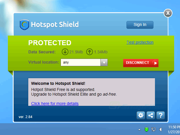 screen capture of Hotspot Shield