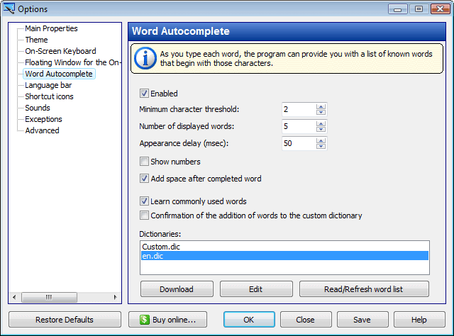 screenshot of Hot Virtual Keyboard