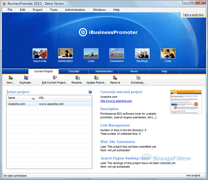 screen capture of Internet Business Promoter (IBP)