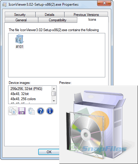 screen capture of IconViewer
