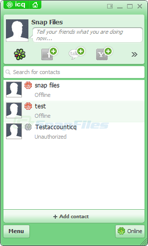 screen capture of ICQ