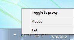 screen capture of IE Proxy Toggle