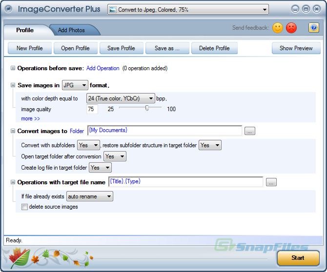 screen capture of ImageConverter Plus