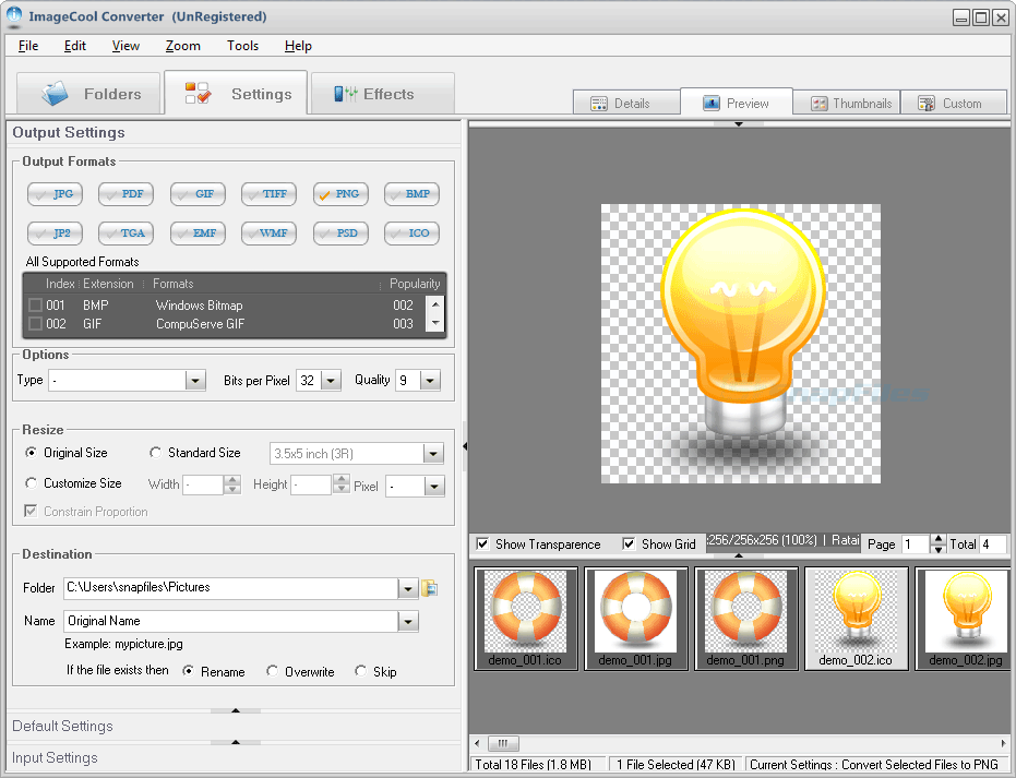 screen capture of Graphics Converter Pro