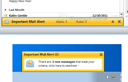 screenshot of Important Mail Alert for Outlook