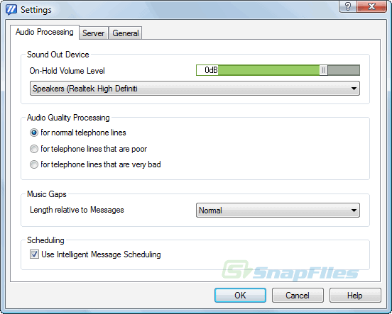 screenshot of IMS Telephone On-Hold Player