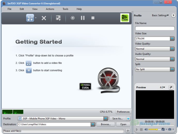 screen capture of ImTOO 3GP Video Converter
