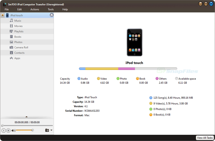 screen capture of ImTOO iPod Computer Transfer