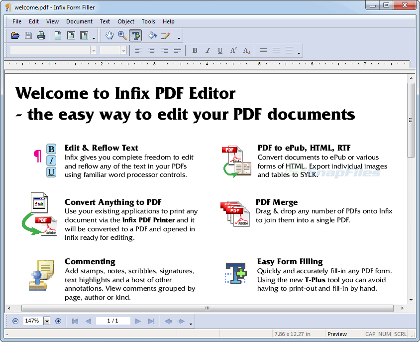 screen capture of Infix PDF Editor