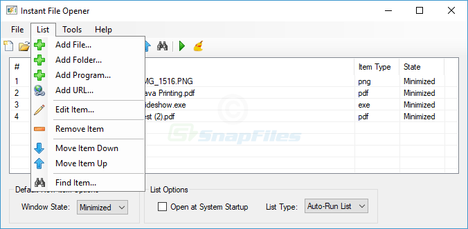 screenshot of Instant File Opener