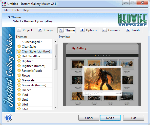 screenshot of Instant Gallery Maker