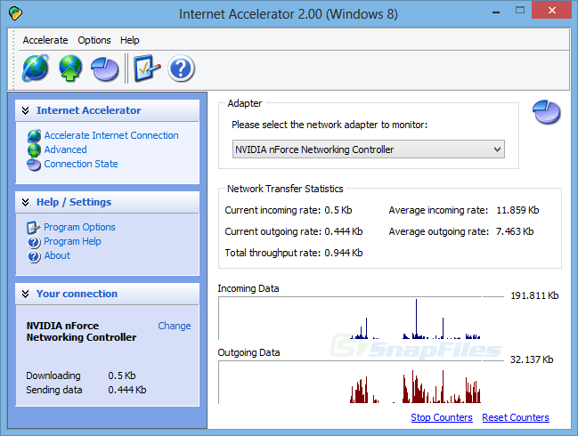screenshot of Pointstone Internet Accelerator