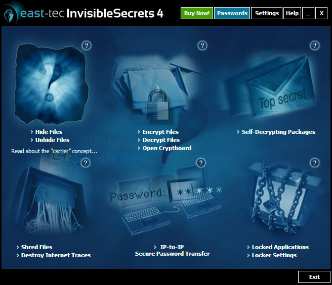 screen capture of east-tec InvisibleSecrets