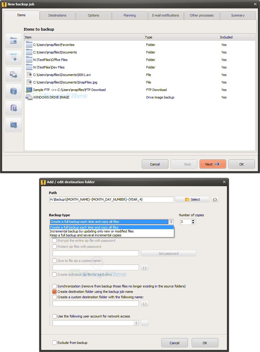 screenshot of Iperius Backup Desktop