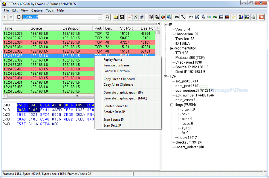 screen capture of IP Tools (IP Sniffer)