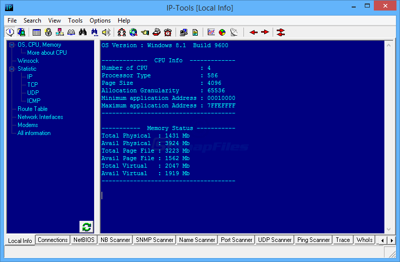 screen capture of IP-Tools Lite