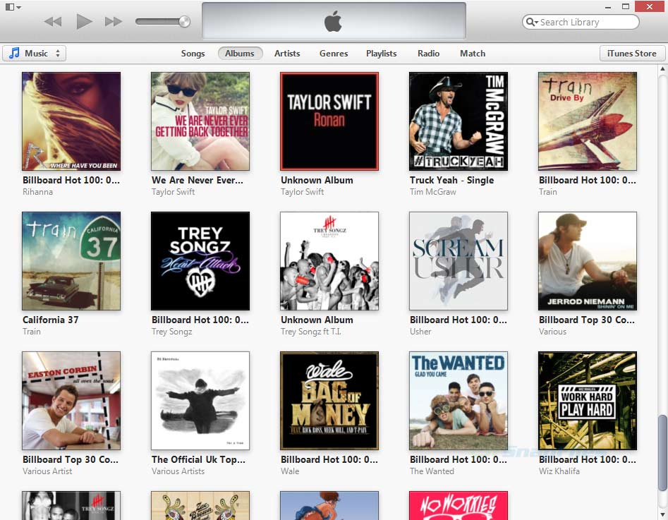 screenshot of iTunes