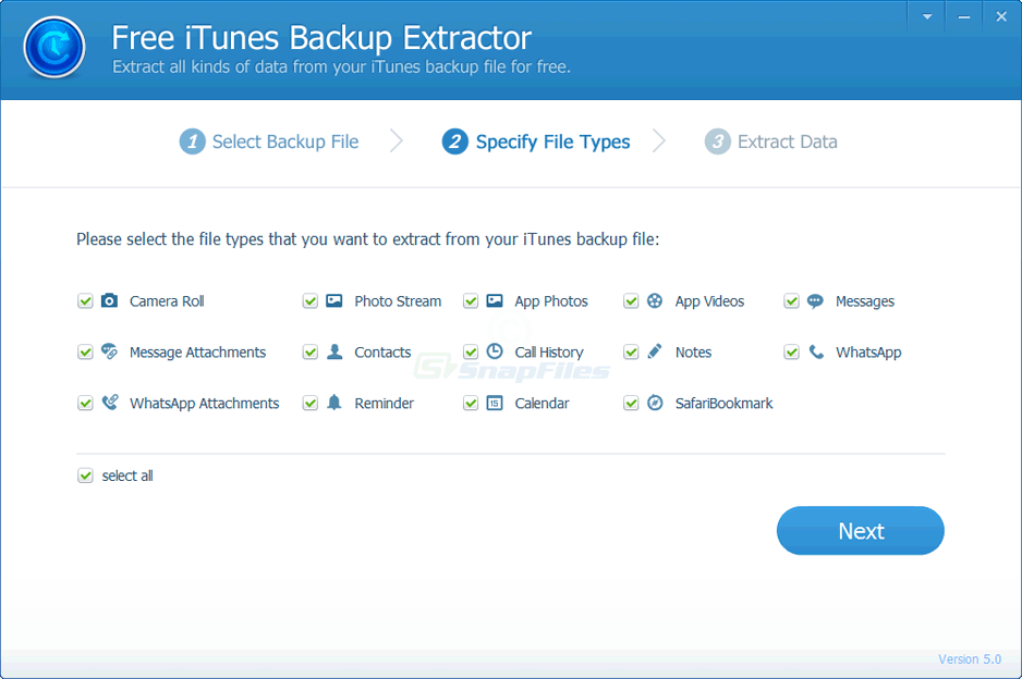 screenshot of iTunes Backup Extractor