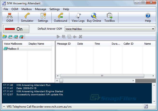 screen capture of IVM Telephone Answering Attendant