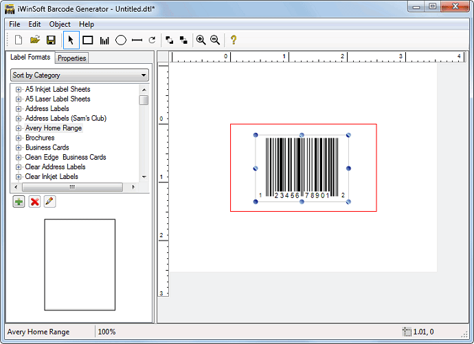screen capture of iWinSoft Barcode Generator