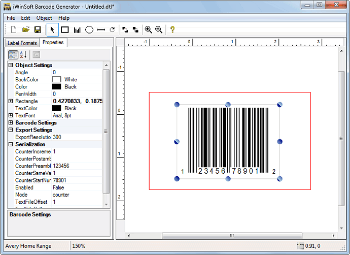 screenshot of iWinSoft Barcode Generator