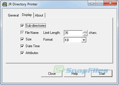 screenshot of JR Directory Printer
