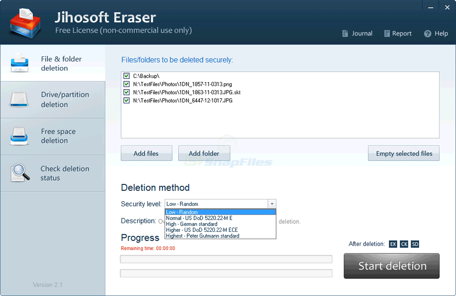 screen capture of Jihosoft Free Eraser