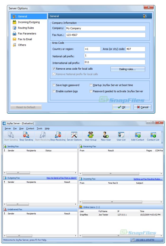screenshot of Joyfax Server