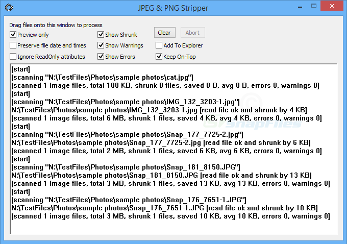 screen capture of JPEG and PNG Stripper