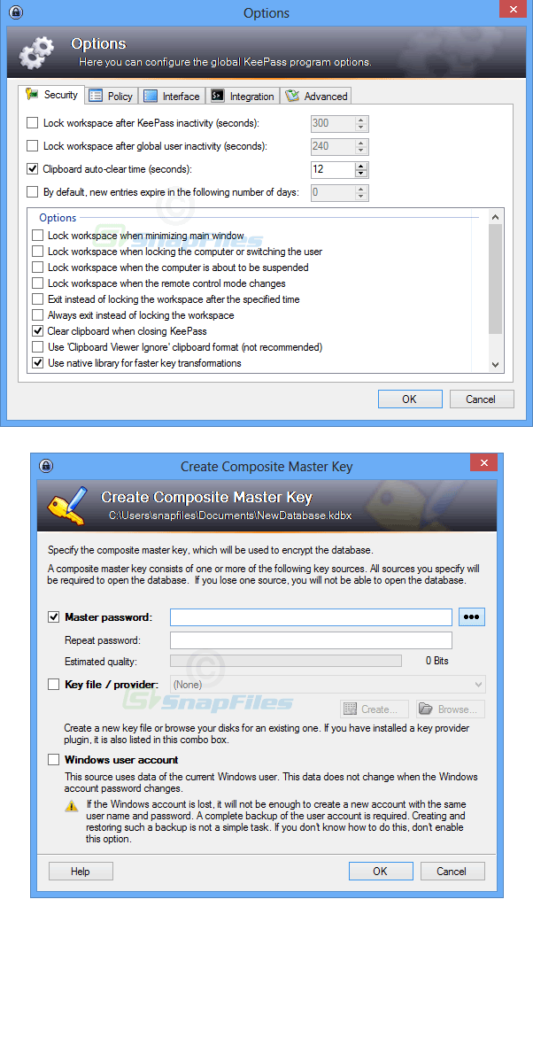 screenshot of KeePass Password Safe