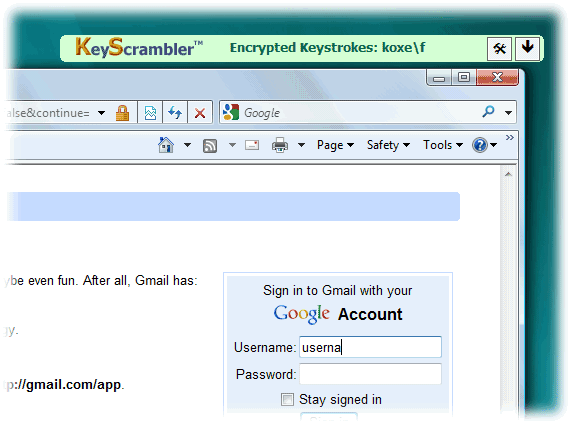 screen capture of KeyScrambler Personal