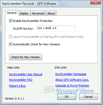 screenshot of KeyScrambler Personal